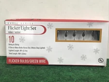 New Gerson Holiday Christmas 10 ct Flicker Flame Light Bulb Set