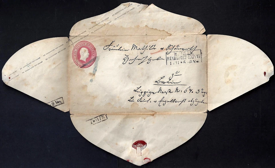 GERMAN 1851 PRUSSIA ONE GROCHEN POSTAL COVER PRINTED IN ERROR ON THE INSIDE WITH - Image 3 of 4