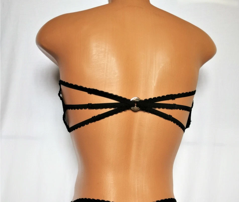 Sujetador Sissy Hombres Negro Malla Transparente BBC Queer Lencería Ver a Través Unisex Erótico  Foto 3 de 4