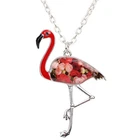 Enamel Alloy Cute Flamingo Bird Necklace Pendant Animals Charms Jewelry Gifts