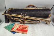 1936 - Pan American 64B Frat Slender Trumpet w/ Mouthpiece - Decent, Needs TLC