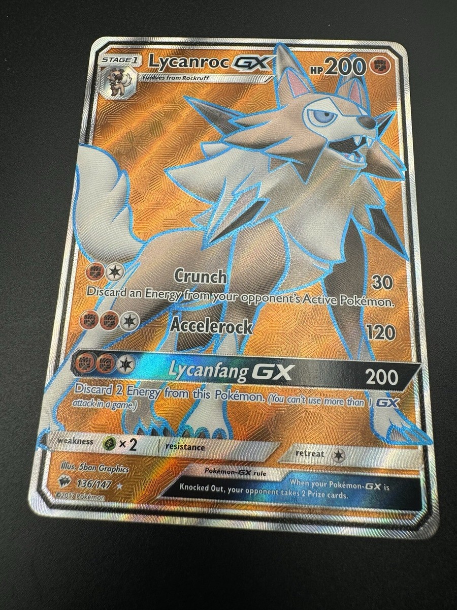 Lycanroc GX 136/147 Ultra Rare Full Art Textured Burning
