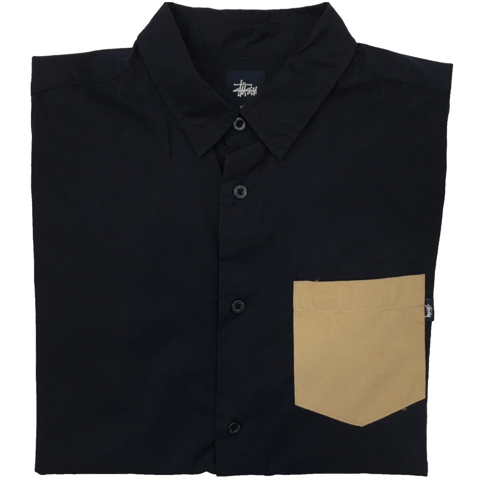 Camisas para hombre Stussy informales lisas con botones de manga corta