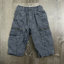 Old Navy Boys Jogger Cargo Pants Gray Pull On Zip Pockets Size 12-18 Months
