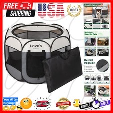 Durable Grey Dog Playpen with Zippered Top - Ideal for Indoor/Outdoor Use