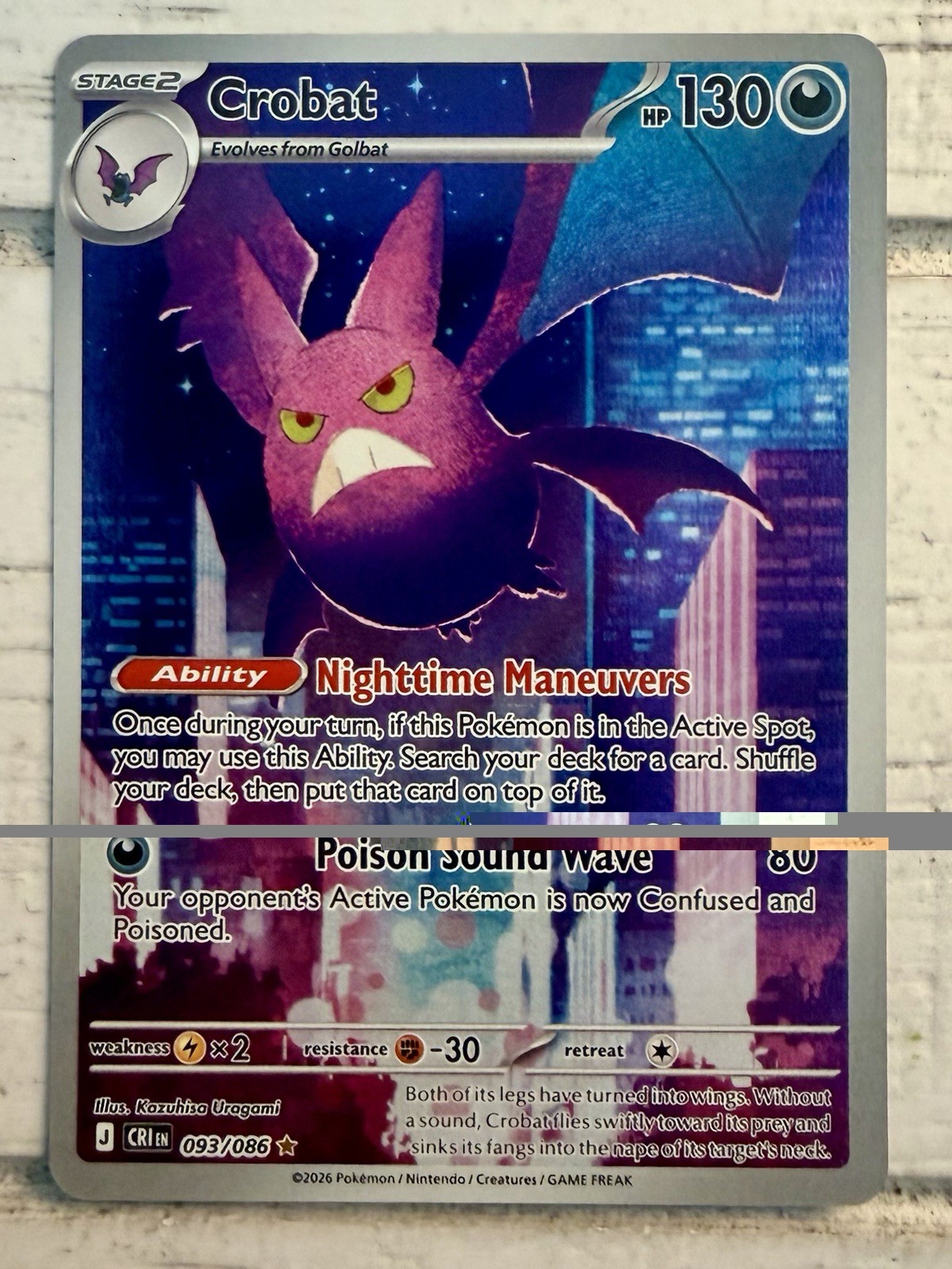 Pokemon Chaos Rising CROBAT #093/086 Illustration Rare ME04! NM/MINT!!