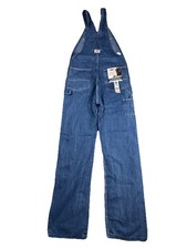 Round House Men s Stone Washed Blue Denim Overalls 34x36 Made In USA