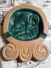 Vtg Ethnic Handmade Mexican Pottery, Signed Ashtray