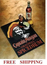 CAPTAIN MORGAN SPICED RUM XL SPILL MAT RUBBER BAR MAT COASTER 18"x12" NEW