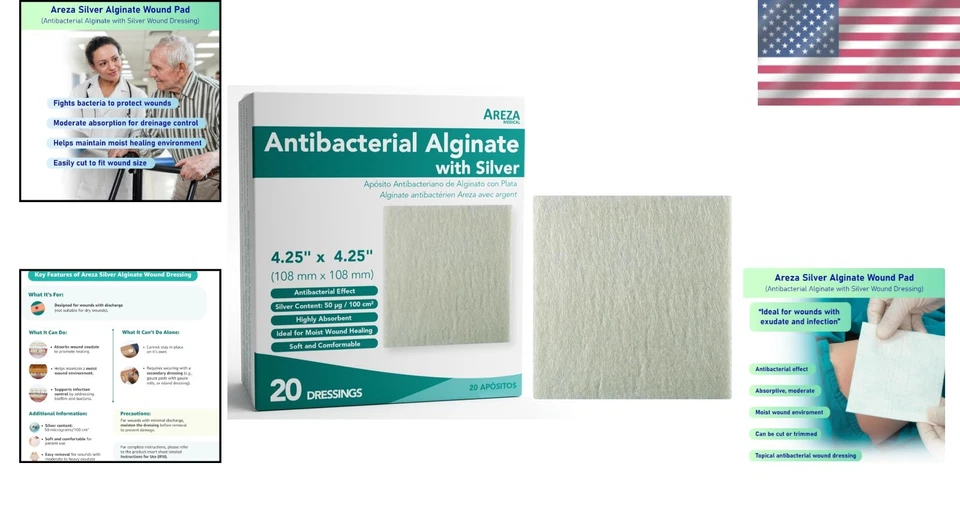 Highly Absorbent Silver Alginate Pads – 4.25"x4.25", 20 Pcs - Image 2 of 4