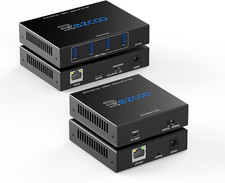 USB 3.2 Extender 229Ft 70M 4-Port over Cat5E Cat6 RJ45 LAN Extension POE 5V Low-
