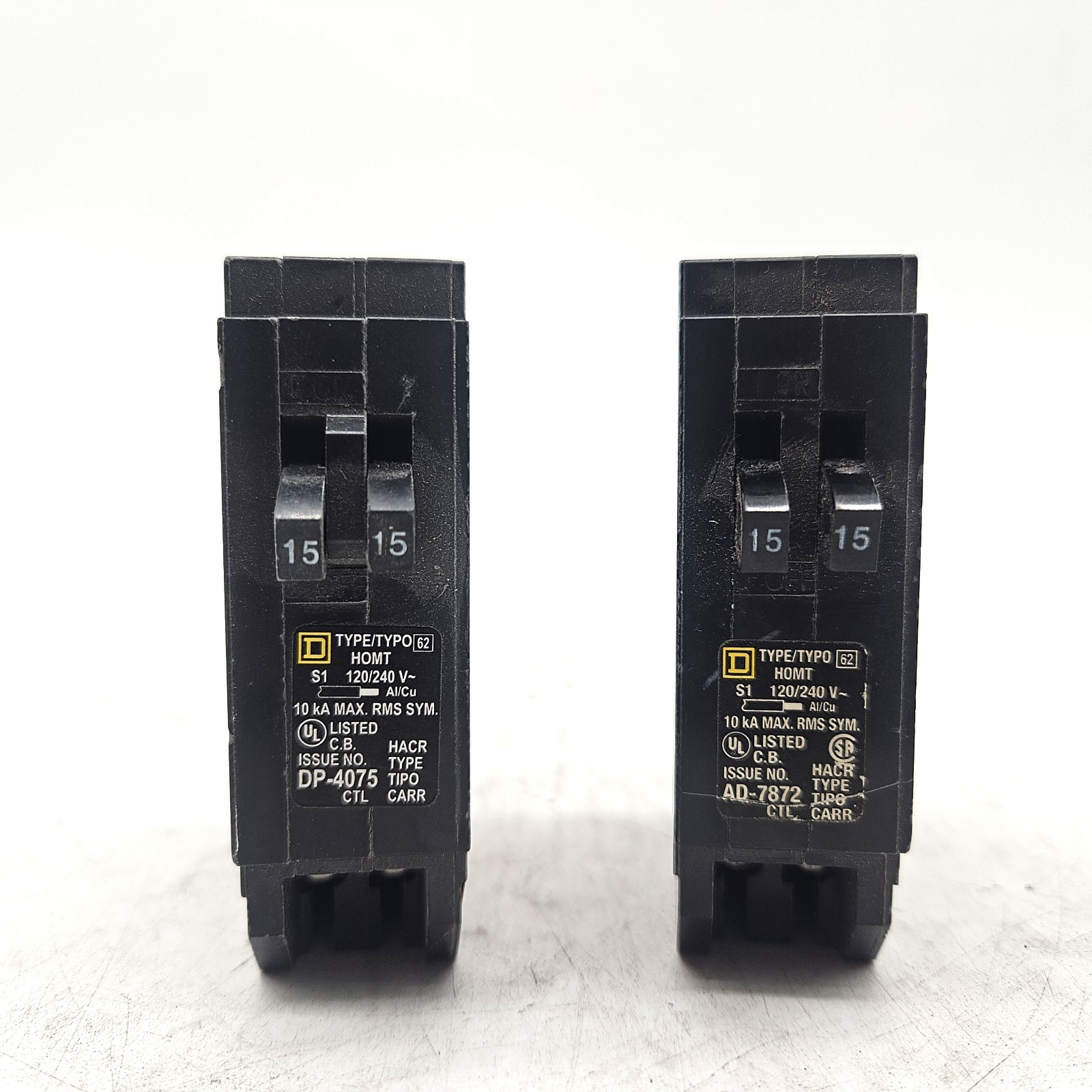 2 Pack Square D HOMT1515 Homeline 2-15 Amp Single-Pole Breaker