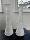 Vintage  Anchor Hocking Stars and Bars Milk Glass Bud Vase Lot Of 2