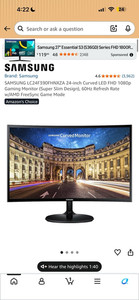 Samsung LC24F390FHNXZA CF390 24in Curved LED FHD 60Hz 4ms HDMI Black