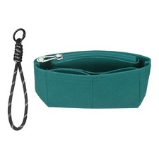 Purse Organizer Insert, Mini Felt Handbag with Strap with Zipper, Lake Green