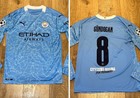 Manchester City #8 Gundogan 2020/21 Long Sleeve Champions League Home Shirt Med✅