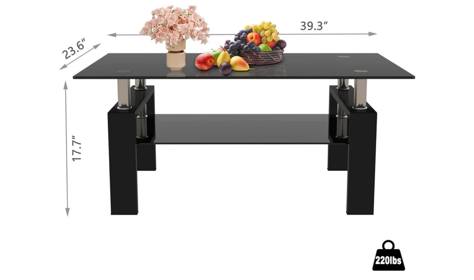 Mesa De Centro Para Sala Cristal Vidrio 2 Niveles Modernas Con Patas Metal NUEVO - Изображение 2 из 4