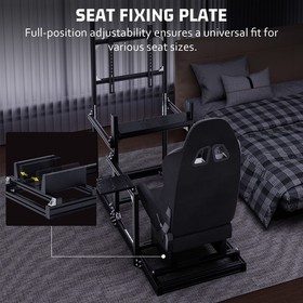 Hottoby 3060 Aluminum Racing Sim Cockpit Stand With Black Seat TV Stand Logitech