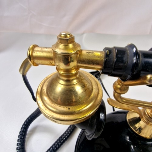 Vintage Mybelle Cherie 385 Rotary Dial Black Gold Telephone Classic Decor - Photo 4/11