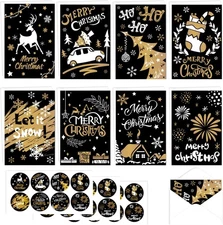 24 Sets Christmas Greeting Cards,4"x6" Black Gold Holiday Cards black 