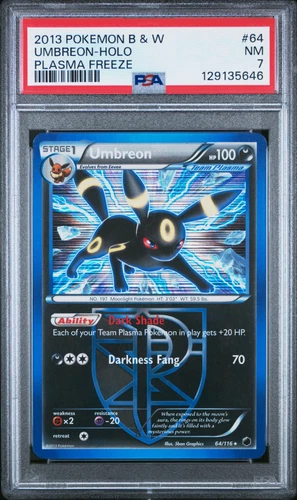 PSA 7 Umbreon #064 2013 Holo Plasma Freeze English Pokemon Card