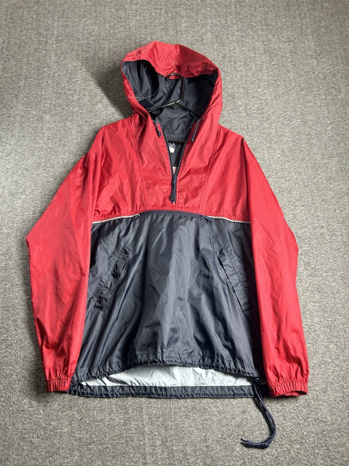 Gap Anorak Jacket Mens Medium Windbreaker Packable Navy Red Colorblock Mens Y2K