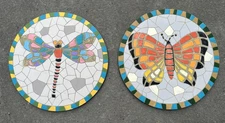 Mosaic Stepping Stone Set of 2 Stones Butterfly and Dragonfly