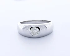 1.0CT Natural Diamond I/SI1 Round Cut 14K White Gold Classic Pinky Men's Ring