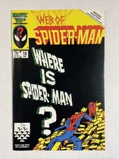 Web of Spider-Man 18 NM+ 1986 Marvel comics first Venom teaser cameo