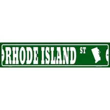 Rhode Island St Silhouette Metal Street Sign Plaque for Home Door Garage Wall