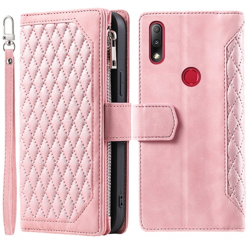 Zenfone Max Plus (M2) ZB634KL Rhombic Wallet Case Leather Zipper Flip Card Case - Picture 33 of 44