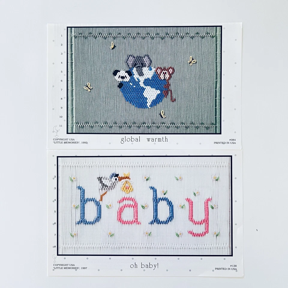 14 SMOCKING PLATES Christmas Holiday Animals Angles Baby Sewing Patterns VINTAGE - Image 4 of 4