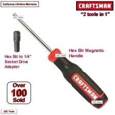 Craftsman Magnetic Driver Handle 1/4" Screwdriver / Nut Driver Bit Tool