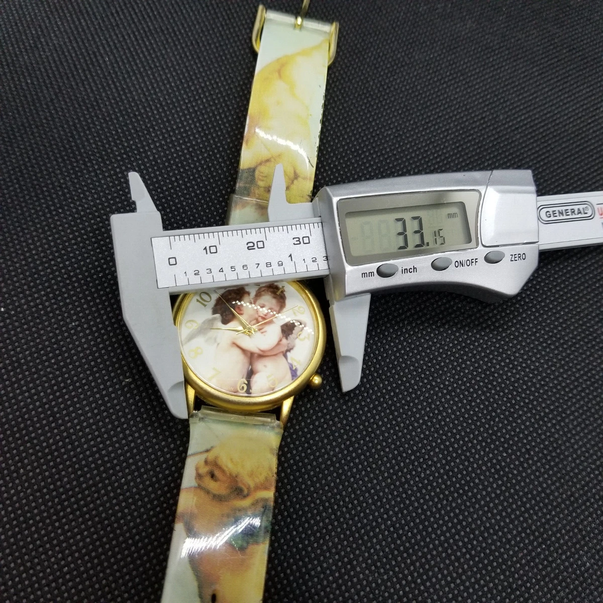 Angel Baby Cupid Unisex Watch Gold Tone Analog Round Cute Quartz Graphic 33mm