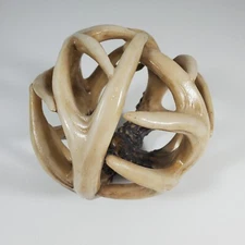 Rustic Decorative Faux Deer Antler Rattan Ball Centerpiece Bowl Cabin Decor