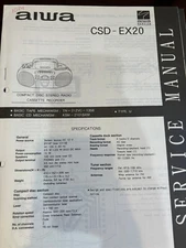 AIWA CSD-EX20 CSDEX20 Repair Service Manual FROM THE USA **ORIGINAL**