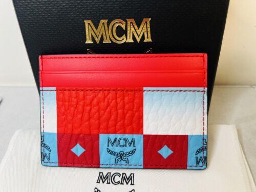 Autentico portafoglio MCM Aren Checkerboard Visetos custodia carte di credito, $ 210, NUOVO!!! - Foto 2 di 7