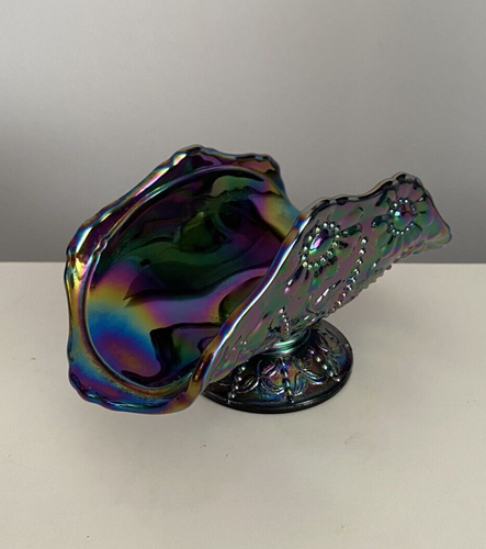 Vintage Fenton Amethyst Carnival Glass Beaded Flower Napkin Holder - Picture 1 of 3