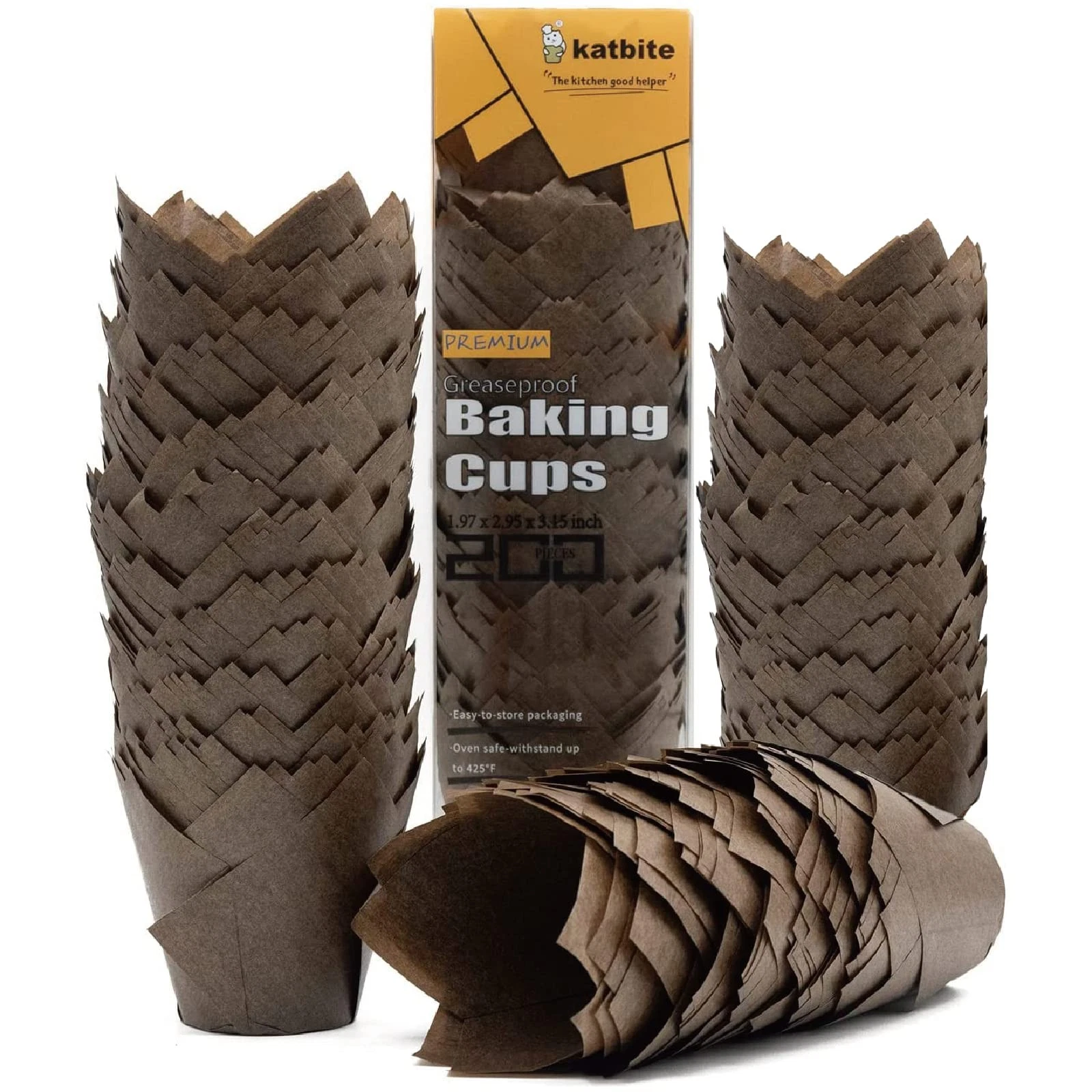 200 PCS Coffee Tulip Cupcake Liners Muffin Baking Cups for Party Wedding
