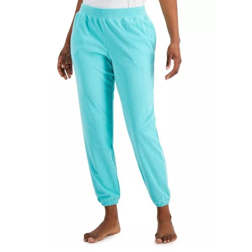 Jenni by Jennifer Moore Smocked-Waist Terrycloth Jogger Pants Ocean Aqua X-Small - Picture 1 of 1