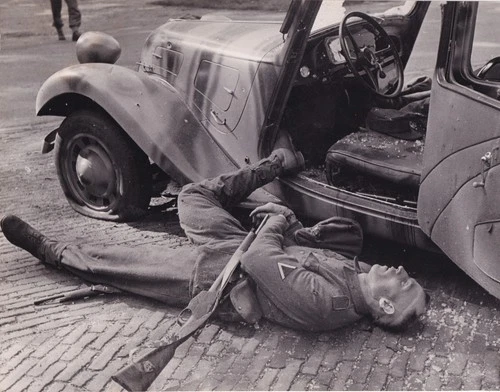Original Press Photo WW2 Body of driver Gen Friedrich Kussin Arnhem 17.9.1944
