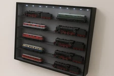 LED Display Case For Hobby Scale Diecast Model Trains Locomotiv Wall Cabinet 