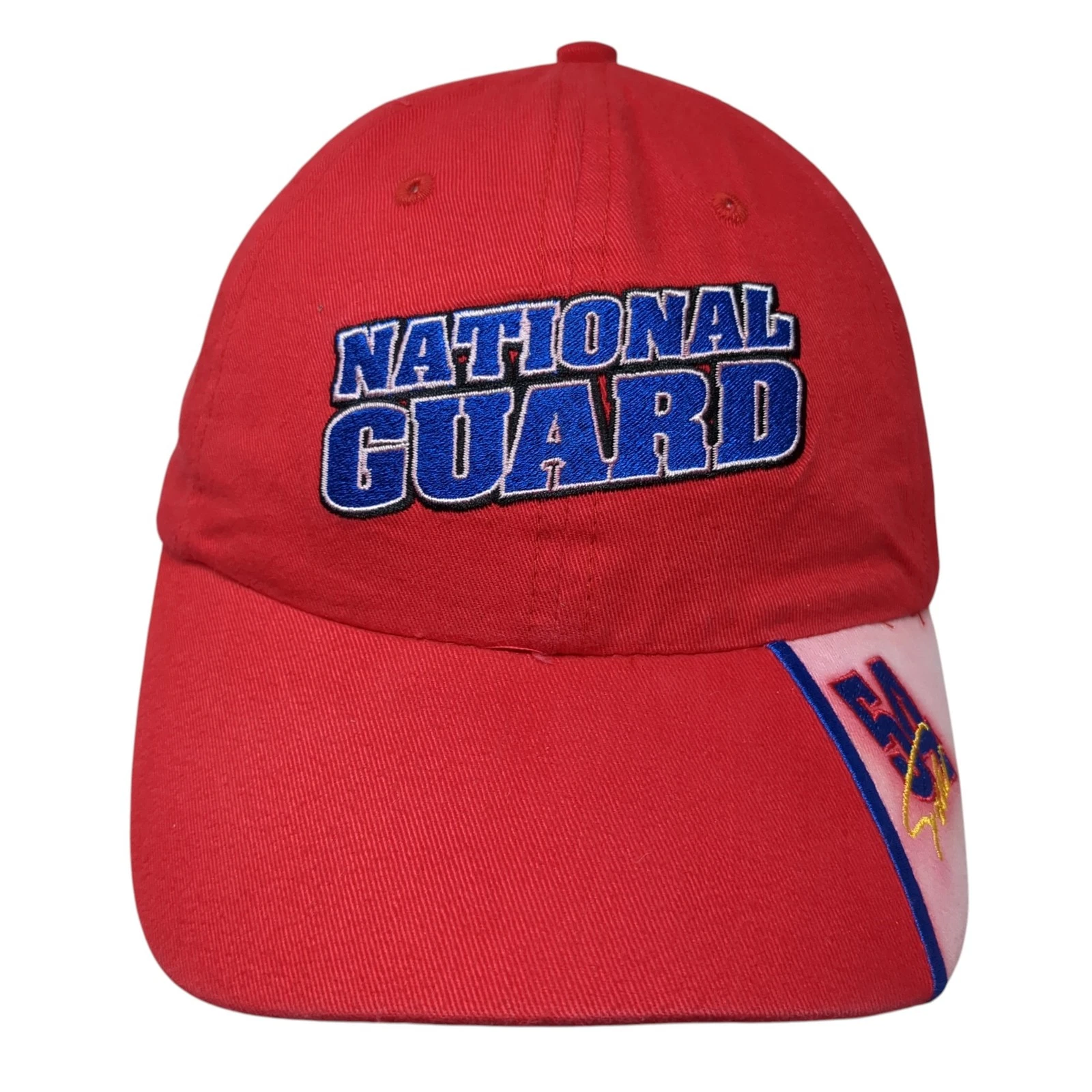 National Guard Strapback Baseball Cap Red One Size Adjustable Embroidered Legend