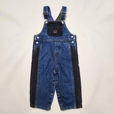 Vintage 90s Tommy Hilfiger Denim Overalls Corduroy Panel Crest Logo Kids 18-24M