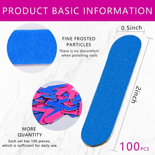 Mini Nail Files Bulk, 100 Pcs Disposable Double Sided Emery Boards Travel Siz... - Picture 2 of 6