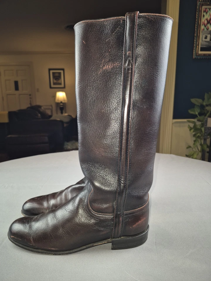 Justin Oxblood Leather Tall Stovepipe Cowboy Boots Womens Size 7 B Style L4728 - Image 3 of 4