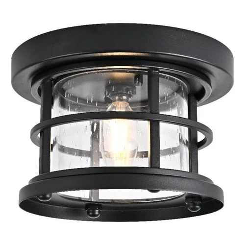 Elegant Lighting Carla 8" Outdoor Flush Mount in Black - Picture 1 of 8