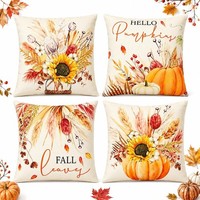 Kissenbezug 45X45Cm 4 StüCk Herbstdeko Thanksgiving Dekoration Kissen