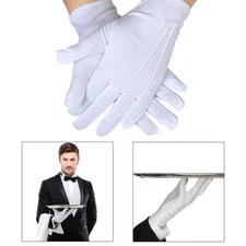 White Formal Short Gloves Tuxedo Guard Parade Santa Fancy Dress Mens Women
