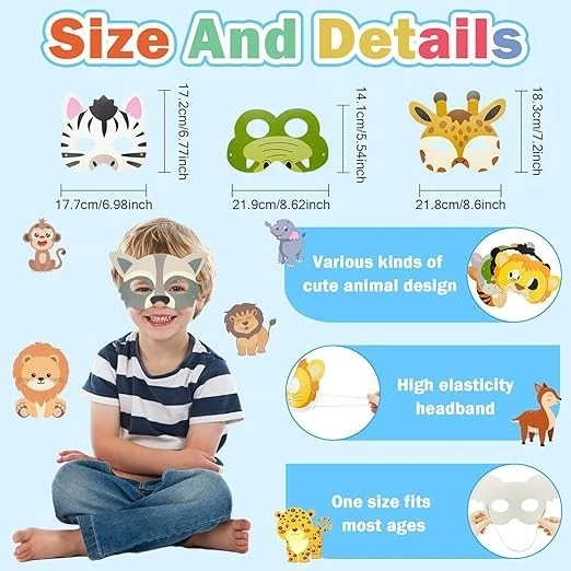 16 máscaras de animales de la selva para niños, disfraz, cosplay, fiesta Foto 2 de 4